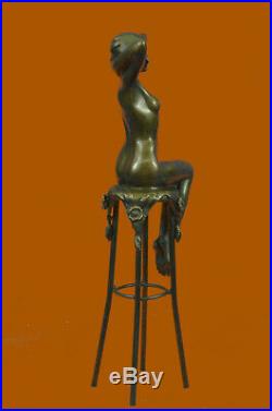 Hand Made Nude Naked Sitting Woman By French Artist Chiparus Bronze Statue Decor