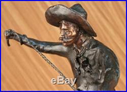 Hand Made Old West Cowboy on Horse Bronco Buster Bronze Masterpiece Statue DEAL