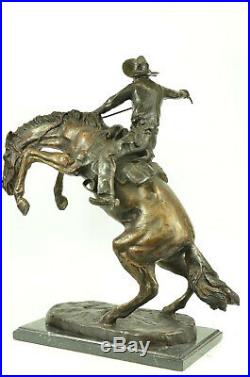 Hand Made Old West Cowboy on Horse Bronco Buster Bronze Masterpiece Statue Deal