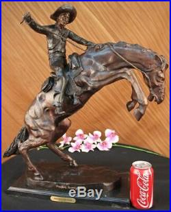 Hand Made Old West Cowboy on Horse Bronco Buster Bronze Masterpiece Statue Sale