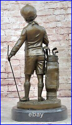 Hand Made Original Signed Artwork Caddy Boy Golfer Bronze Sculpture Trophy Sale