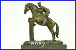 Hand Made PURE BRONZE HORSE AND JOCKEY RACEHORSE STATUE SCULPTURE LARGE NUMBER 7