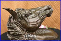 Hand Made PURE BRONZE MOUNTED SINGLE HORSE HEAD HORSE STATUE BUST SCULPTURE SALE