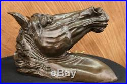 Hand Made PURE BRONZE MOUNTED SINGLE HORSE HEAD HORSE STATUE BUST SCULPTURE SALE