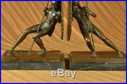 Hand Made Pair Samurai Warrior Bookends Book End Bronze Sculpture Statue Decor