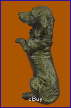 Hand Made Playful Dachshunds Dog Breeder Bronze Sculpture Art Statue Figurine