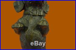 Hand Made Playful Dachshunds Dog Breeder Bronze Sculpture Art Statue Figurine