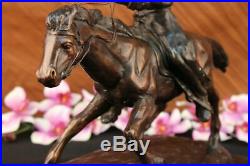 Hand Made Pure Bronze Statue Sculpture by F. Remington, Full Size, Signed Figure