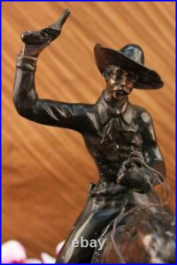 Hand Made Pure Bronze Statue Sculpture by F. Remington, Signed Figure Decor Art