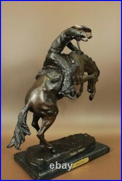 Hand Made REMINGTON FAMOUS WOOLY CHAPS BRONZE SCULPTURE HORSE OLD WESTERN STATUE