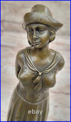Hand Made Real Bronze Victorian Proper Lady Sculpture Statue Figurine Statue Art