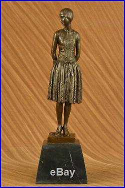 Hand Made Real Sculpture BRONZE Art Nouveau LADY Old VICTORIAN Style STATUE
