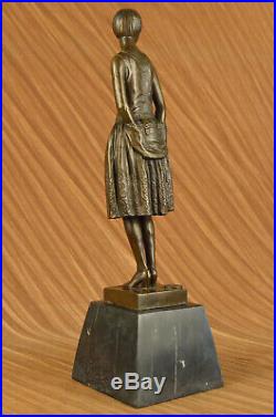 Hand Made Real Sculpture BRONZE Art Nouveau LADY Old VICTORIAN Style STATUE