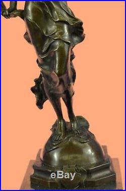 Hand Made Ribbon Dancer Bronze Marble Statue Nude Female by Aldo Figurine
