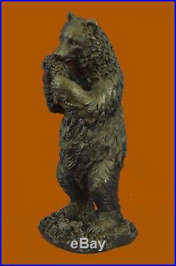 Hand Made Roaring Black Bear Lover Collector Bronze Decor Statue Bookend Gift