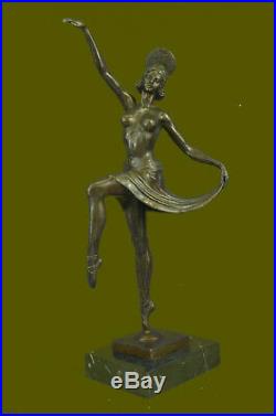 Hand Made Russian Dancer Art Décor Bronze Sculpture Marble Base Statue UG