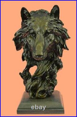 Hand Made Sculpture Bronze Statue Animal Extra Large Bugatti Howling Wolf Decor