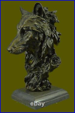 Hand Made Sculpture Bronze Statue Animal Extra Large Bugatti Howling Wolf Decor