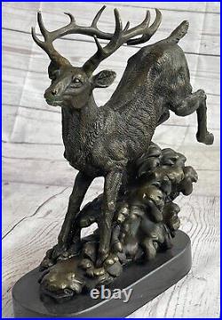 Hand Made Sculpture Bronze Statue Animal Extra Large Bugatti Stag Deer Figurine