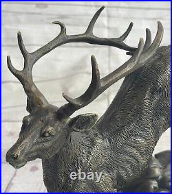 Hand Made Sculpture Bronze Statue Animal Extra Large Bugatti Stag Deer Figurine