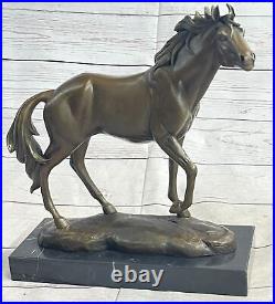 Hand Made Show Horse Equestrian Equine Artwork Bronze Marble Statue Sculpture NR