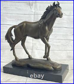 Hand Made Show Horse Equestrian Equine Artwork Bronze Marble Statue Sculpture NR