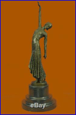 Hand Made Signed Exotic Dancer Chiparus Bronze Statue Art Deco Marble Sculpture