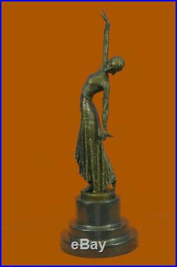 Hand Made Signed Exotic Dancer Chiparus Bronze Statue Art Deco Marble Statue