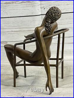 Hand Made Signed Original Artwork Nude Naked Woman Girl Bronze Sculpture Sale