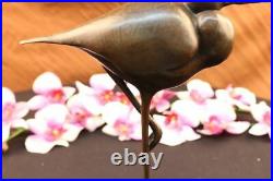 Hand Made Snowy Egret Silver Heron Wetlands Coastal Bird Bronze Marble Statue