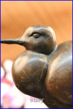 Hand Made Snowy Egret Silver Heron Wetlands Coastal Bird Bronze Marble Statue