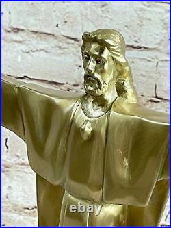 Hand Made Solid Bronze Sculpture Collectible Memorabilia in Brazil Jesus Statue