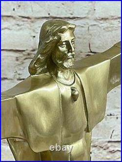 Hand Made Solid Bronze Sculpture Collectible Memorabilia in Brazil Jesus Statue