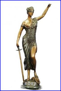 Hand Made Statue BLIND LADY SCALE JUSTICE LADY OF JUSTICE, signed Mayer Bronze