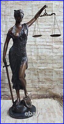 Hand Made Statue BLIND LADY SCALE JUSTICE lady OF JUSTICE Nude Bronze