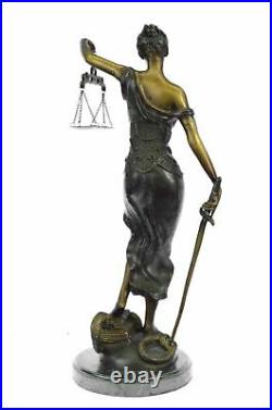 Hand Made Statue Blind Lady Of Justice Scales Law Lawyer Bronze Sculpture Sale