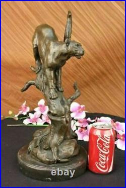 Hand Made Statue Lion Cougar Bobcat Panther Lynx Puma Art Bronze Sculpture Deal