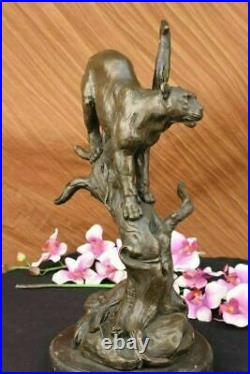 Hand Made Statue Lion Cougar Bobcat Panther Lynx Puma Art Bronze Sculpture Deal