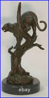 Hand Made Statue Lion Cougar Bobcat Panther Lynx Puma Art Bronze Sculpture Gift