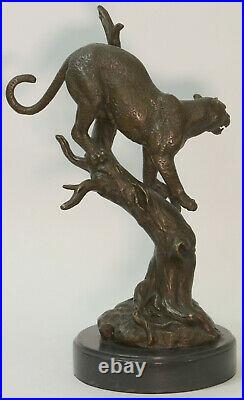 Hand Made Statue Lion Cougar Bobcat Panther Lynx Puma Art Bronze Sculpture Gift