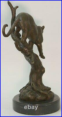 Hand Made Statue Lion Cougar Bobcat Panther Lynx Puma Art Bronze Sculpture decor