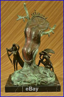 Hand Made Statue Salvador Dali Nobility Of Time Special Patina Bronze Sculpture