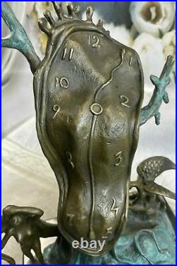 Hand Made Statue Salvador Dali Nobility Time Special Patina Bronze Sculpture Art