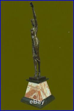 Hand Made Statue Signed D. H. Chiparus, Art Deco Dancer Large Bronze Figurine
