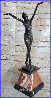 Hand Made Statue Signed D. H. Chiparus, Art Deco Dancer Nude Bronze Sculpture