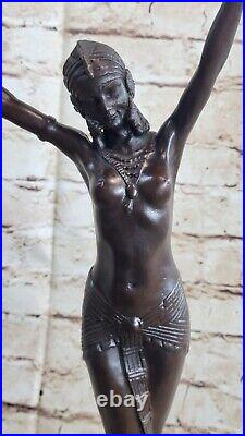 Hand Made Statue Signed D. H. Chiparus, Art Deco Dancer Nude Bronze Sculpture