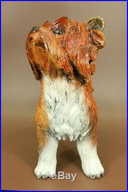 Hand Made Terrier Animal Hot Cast Special Patina 100% Real Bronze Statue