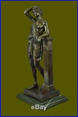 Hand Made Toga Party Nude Greek Female Lady Bronze Sculpture Marble Statue