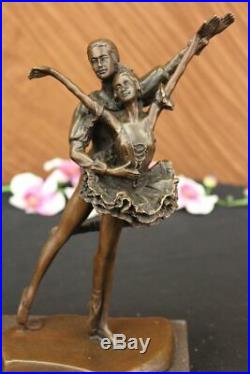 Hand Made Two Dancers Dancing Ballerina Real Bronze Sculpture Statue Art Figure
