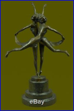 Hand Made Two Dancers Dancing Ballerina Real Bronze Sculpture Statue Art Figurin